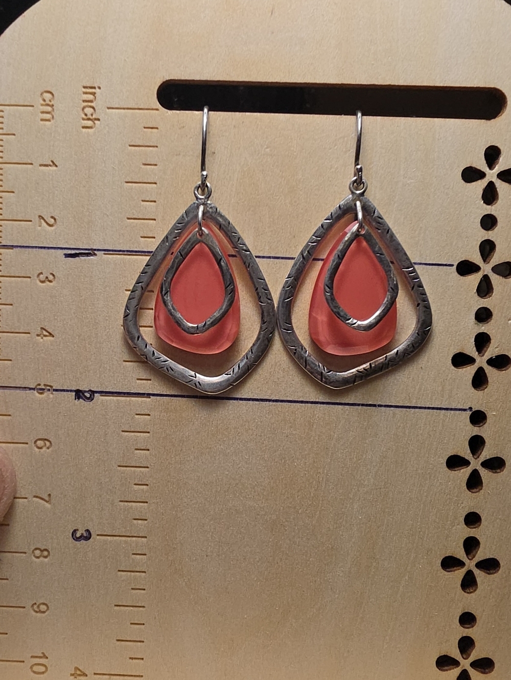 Silpada Coral Teardrop Double-Drop Earrings